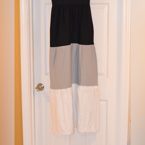 Old Navy Maxi Dress Color Block Black Grey White Long Maxi Dress Size XS - Picture 2 of 9